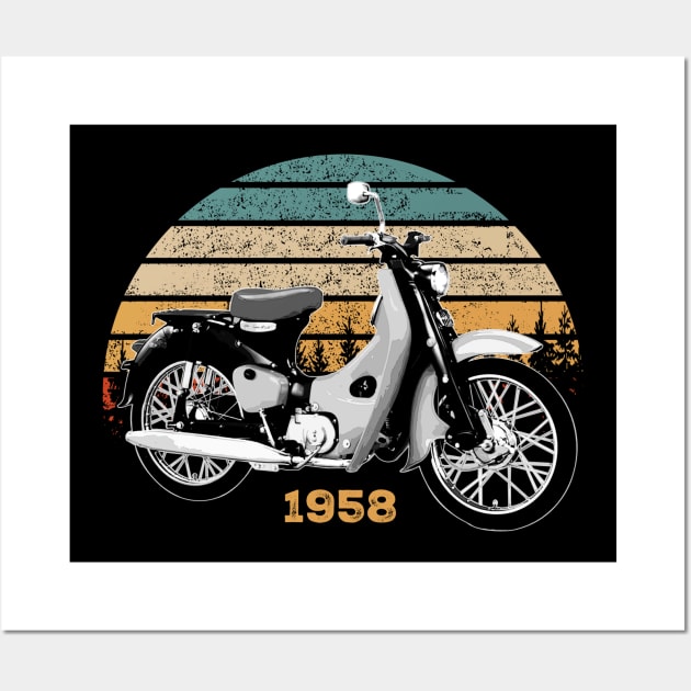 1958 Honda Super Cub Vintage Motorcycle Design Wall Art by Madisen Harvey